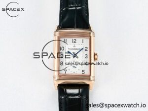Reverso Classic Duoface Small Seconds RG MGF Best Edition White Textured Dial on Black Leather Strap A854A - Image 2