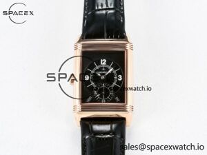 Reverso Classic Duoface Small Seconds RG MGF Best Edition White Textured Dial on Black Leather Strap A854A - Image 4
