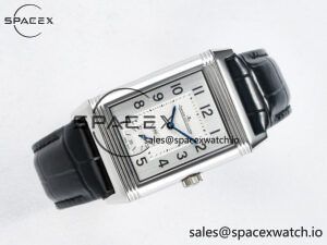 Reverso Classic Duoface Small Seconds SS MGF Best Edition White Guilloché Dial on Black Leather Strap A854A - Image 11
