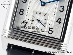 Reverso Classic Duoface Small Seconds SS MGF Best Edition White Guilloché Dial on Black Leather Strap A854A - Image 15
