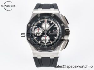 Royal Oak Offshore 44mm Black Ceramic SS TKF 1:1 Best Edition Black/White Dial on Black Rubber Strap A3126