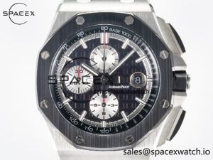 Royal Oak Offshore 44mm Black Ceramic SS TKF 1:1 Best Edition Black/White Dial on Black Rubber Strap A3126 - Image 2