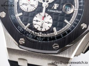 Royal Oak Offshore 44mm Black Ceramic SS TKF 1:1 Best Edition Black/White Dial on Black Rubber Strap A3126 - Image 11