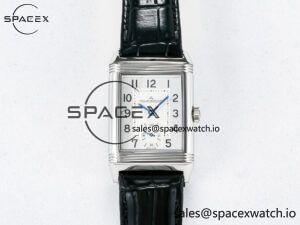 Reverso Classic Duoface Small Seconds SS MGF Best Edition White Guilloché Dial on Black Leather Strap A854A - Image 2
