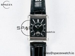 Reverso Classic Duoface Small Seconds SS MGF Best Edition White Guilloché Dial on Black Leather Strap A854A - Image 4
