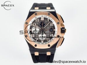 Royal Oak Offshore 44mm Black Ceramic TKF 1:1 Best Edition Gray Dial RG Bezel on Black Rubber Strap A3126