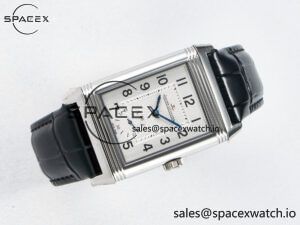Reverso Classic Duoface Small Seconds SS MGF Best Edition White Guilloché Dial on Black Leather Strap A854A - Image 11