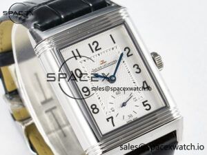 Reverso Classic Duoface Small Seconds SS MGF Best Edition White Guilloché Dial on Black Leather Strap A854A - Image 7