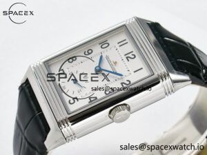 Reverso Classic Duoface Small Seconds SS MGF Best Edition White Guilloché Dial on Black Leather Strap A854A - Image 9