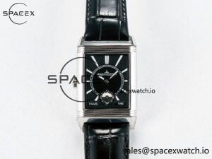 Reverso Classic Duoface Small Seconds SS MGF Best Edition White Guilloché Dial on Black Leather Strap A854A - Image 4