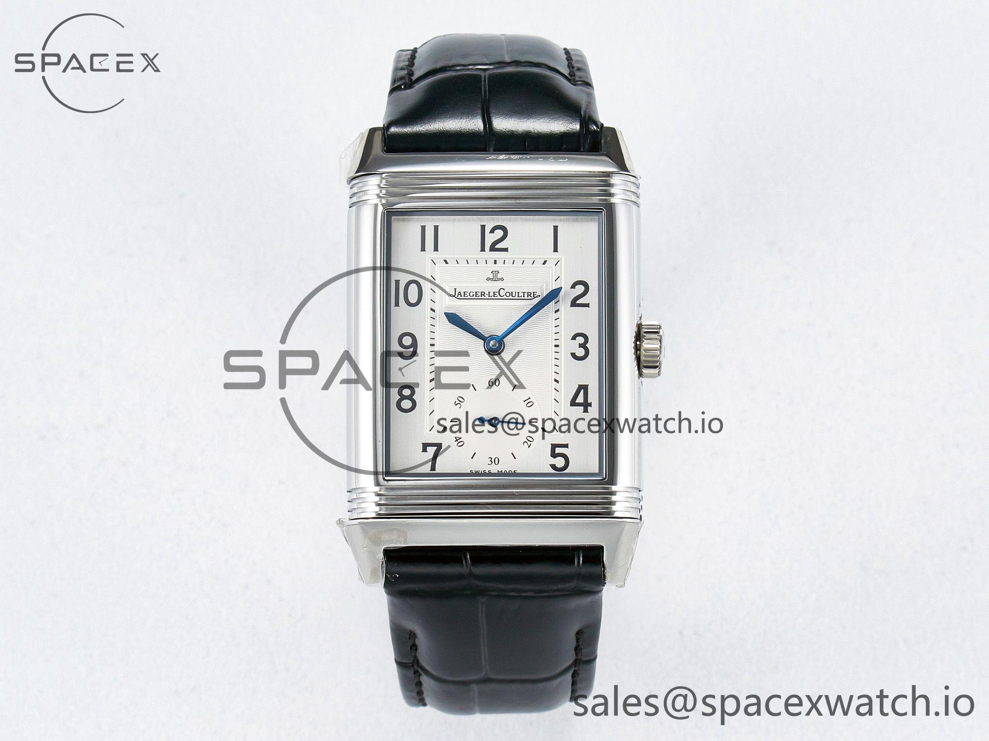 IMG_2870 拷贝 Reverso Classic Duoface Small Seconds SS MGF Best Edition White Textured Dial on Black Leather Strap A854A - Image 1