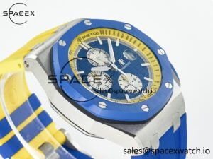 Royal Oak Offshore 44mm SS TKF 1:1 Best Edition Blue/Yellow Dial on Blue/Yellow Rubber Strap A3126 - Image 6