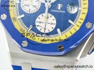 Royal Oak Offshore 44mm SS TKF 1:1 Best Edition Blue/Yellow Dial on Blue/Yellow Rubber Strap A3126 - Image 11