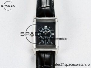 Reverso Classic Duoface Small Seconds SS MGF Best Edition White Textured Dial on Black Leather Strap A854A - Image 4