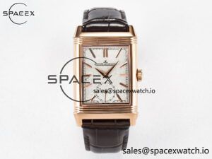 Reverso Tribute Duoface Small Seconds RG MGF Best Edition White Spray Paint Dial on Black Leather Strap A854A