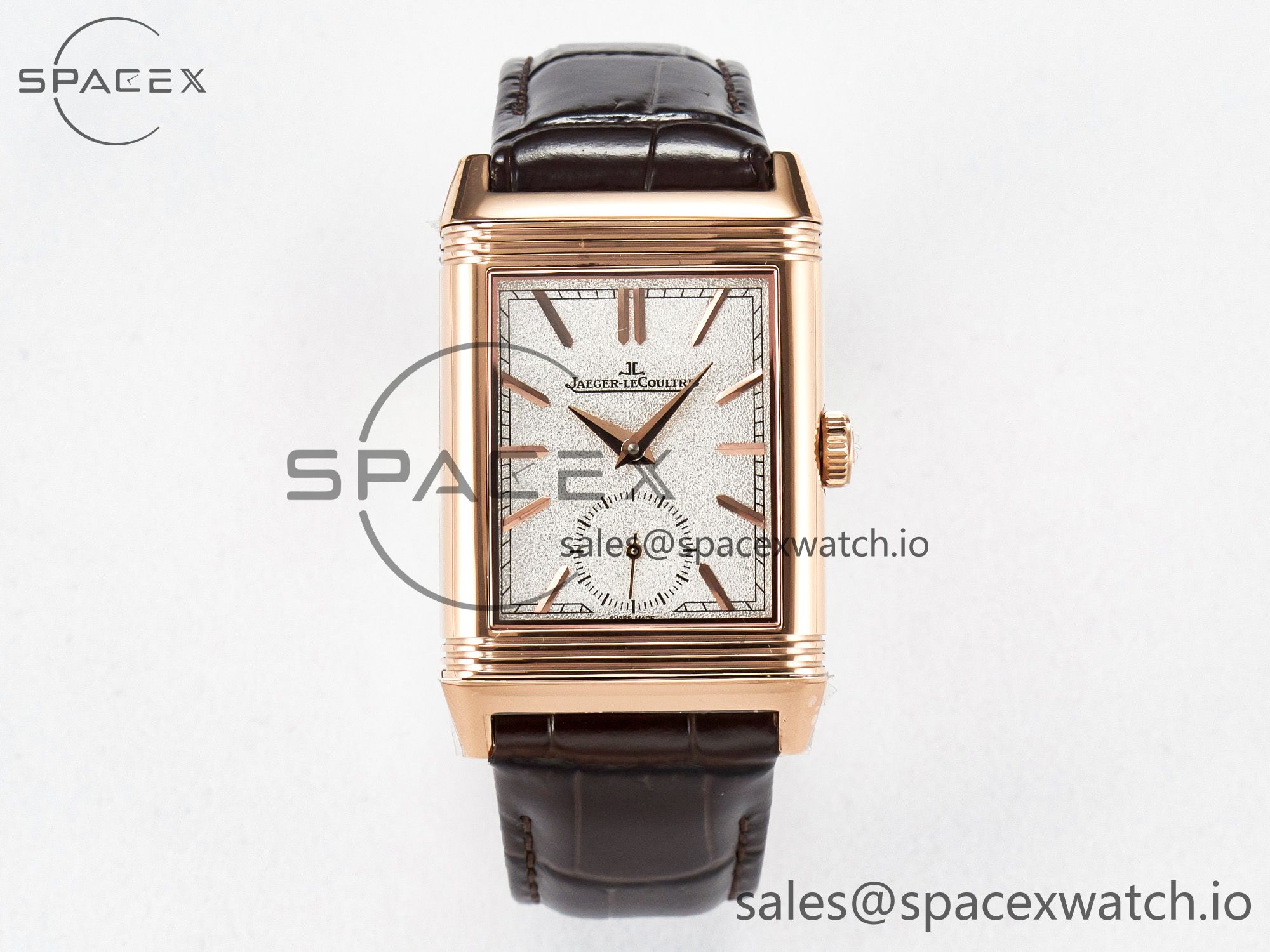 IMG_2901 拷贝 Reverso Tribute Duoface Small Seconds RG MGF Best Edition White Spray Paint Dial on Black Leather Strap A854A - Image 1