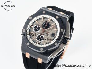 Royal Oak Offshore 44mm Black Ceramic RG TKF 1:1 Best Edition Gray Dial on Black Rubber Strap A3126 - Image 4