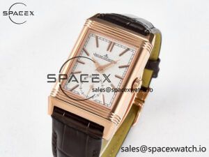 Reverso Tribute Duoface Small Seconds RG MGF Best Edition White Spray Paint Dial on Black Leather Strap A854A - Image 8