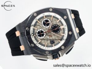 Royal Oak Offshore 44mm Black Ceramic RG TKF 1:1 Best Edition Gray Dial on Black Rubber Strap A3126 - Image 8