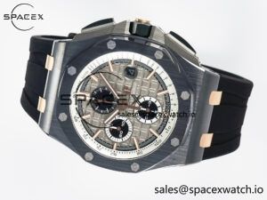 Royal Oak Offshore 44mm Black Ceramic RG TKF 1:1 Best Edition Gray Dial on Black Rubber Strap A3126 - Image 7