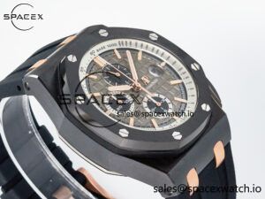 Royal Oak Offshore 44mm Black Ceramic RG TKF 1:1 Best Edition Gray Dial on Black Rubber Strap A3126 - Image 6