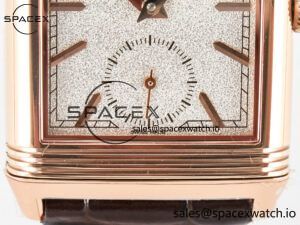 Reverso Tribute Duoface Small Seconds RG MGF Best Edition White Spray Paint Dial on Black Leather Strap A854A - Image 15