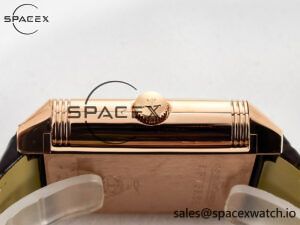 Reverso Tribute Duoface Small Seconds RG MGF Best Edition White Spray Paint Dial on Black Leather Strap A854A - Image 17