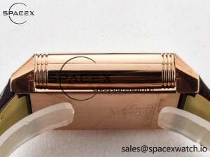 Reverso Tribute Duoface Small Seconds RG MGF Best Edition White Spray Paint Dial on Black Leather Strap A854A - Image 16