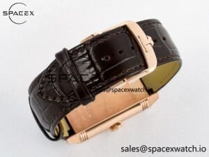 Reverso Tribute Duoface Small Seconds RG MGF Best Edition White Spray Paint Dial on Black Leather Strap A854A - Image 18