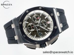 Royal Oak Offshore 44mm Black Ceramic SS TKF 1:1 Best Edition Gray Dial on Black Rubber Strap A3126 - Image 8
