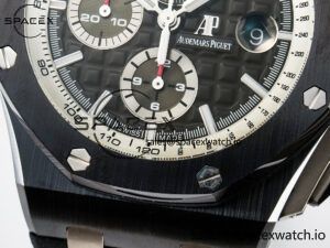 Royal Oak Offshore 44mm Black Ceramic SS TKF 1:1 Best Edition Gray Dial on Black Rubber Strap A3126 - Image 11