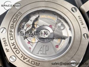 Royal Oak Offshore 44mm Black Ceramic SS TKF 1:1 Best Edition Gray Dial on Black Rubber Strap A3126 - Image 18