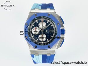 Royal Oak Offshore 44mm SS TKF 1:1 Best Edition Blue Dial on Blue Camou Rubber Strap A3126