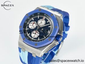 Royal Oak Offshore 44mm SS TKF 1:1 Best Edition Blue Dial on Blue Camou Rubber Strap A3126 - Image 4