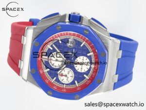 Royal Oak Offshore 44mm SS TKF 1:1 Best Edition Blue/Red Dial on Blue/Red Rubber Strap A3126 - Image 7