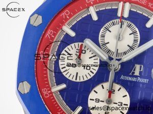 Royal Oak Offshore 44mm SS TKF 1:1 Best Edition Blue/Red Dial on Blue/Red Rubber Strap A3126 - Image 12