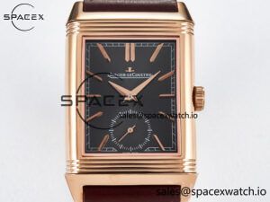 Reverso Tribute Duoface Small Seconds RG MGF Best Edition Black Dial on Red Leather Strap A854A - Image 6