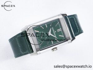 Reverso Tribute Duoface Small Seconds SS MGF Best Edition Green Dial on Green Leather Strap A854A - Image 11