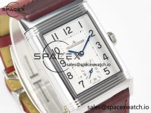 Reverso Classic Duoface Small Seconds SS MGF Best Edition White Guilloché Dial on Red Leather Strap A854A - Image 7