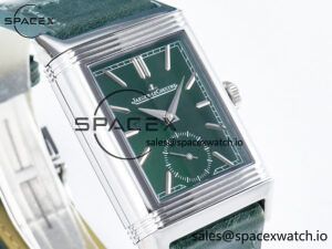Reverso Tribute Duoface Small Seconds SS MGF Best Edition Green Dial on Green Leather Strap A854A - Image 7