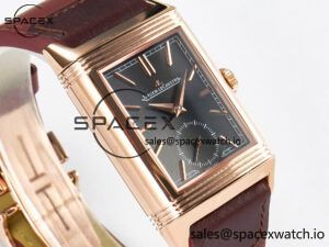 Reverso Tribute Duoface Small Seconds RG MGF Best Edition Black Dial on Red Leather Strap A854A - Image 7