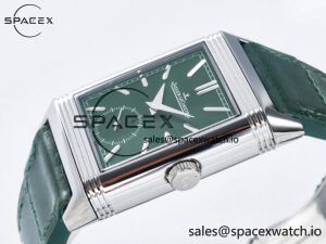 Reverso Tribute Duoface Small Seconds SS MGF Best Edition Green Dial on Green Leather Strap A854A - Image 9