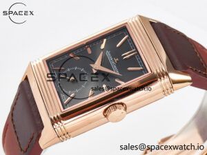 Reverso Tribute Duoface Small Seconds RG MGF Best Edition Black Dial on Red Leather Strap A854A - Image 9