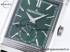 Reverso Tribute Duoface Small Seconds SS MGF Best Edition Green Dial on Green Leather Strap A854A - Image 14