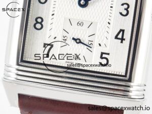 Reverso Classic Duoface Small Seconds SS MGF Best Edition White Guilloché Dial on Red Leather Strap A854A - Image 15