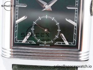 Reverso Tribute Duoface Small Seconds SS MGF Best Edition Green Dial on Green Leather Strap A854A - Image 15
