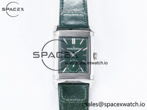 Reverso Tribute Duoface Small Seconds SS MGF Best Edition Green Dial on Green Leather Strap A854A - Image 2