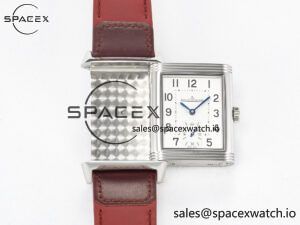 Reverso Classic Duoface Small Seconds SS MGF Best Edition White Guilloché Dial on Red Leather Strap A854A - Image 3