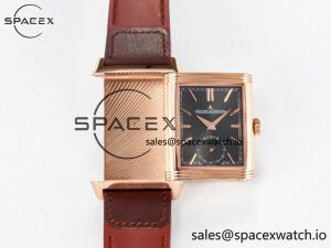 Reverso Tribute Duoface Small Seconds RG MGF Best Edition Black Dial on Red Leather Strap A854A - Image 3
