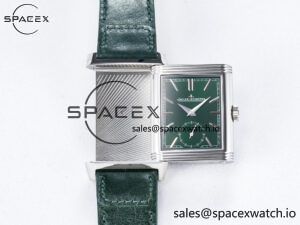 Reverso Tribute Duoface Small Seconds SS MGF Best Edition Green Dial on Green Leather Strap A854A - Image 3